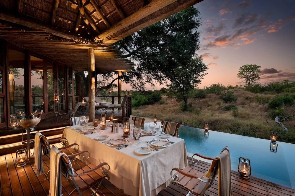 Evening dining beside the pool