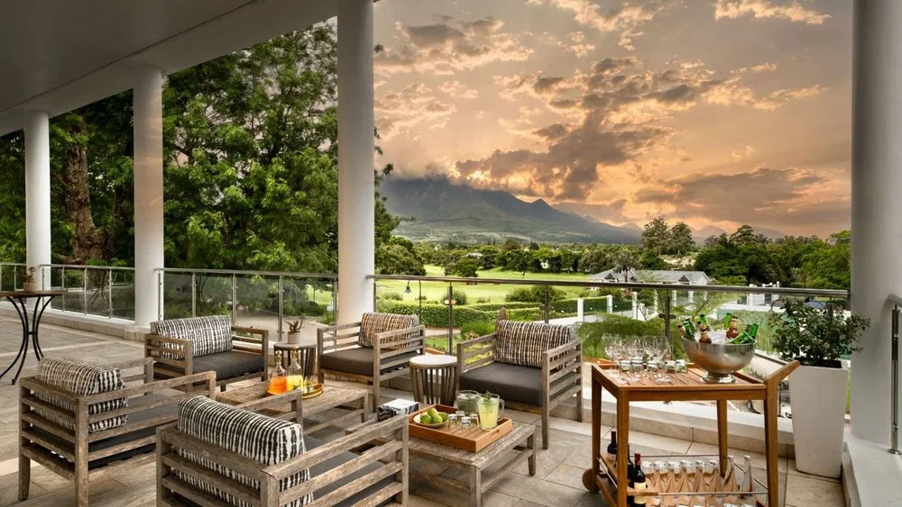 Balcony lounge at sunset