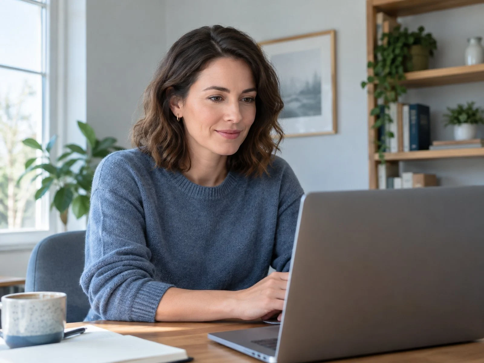 Person attending an online IDRC class from a home office