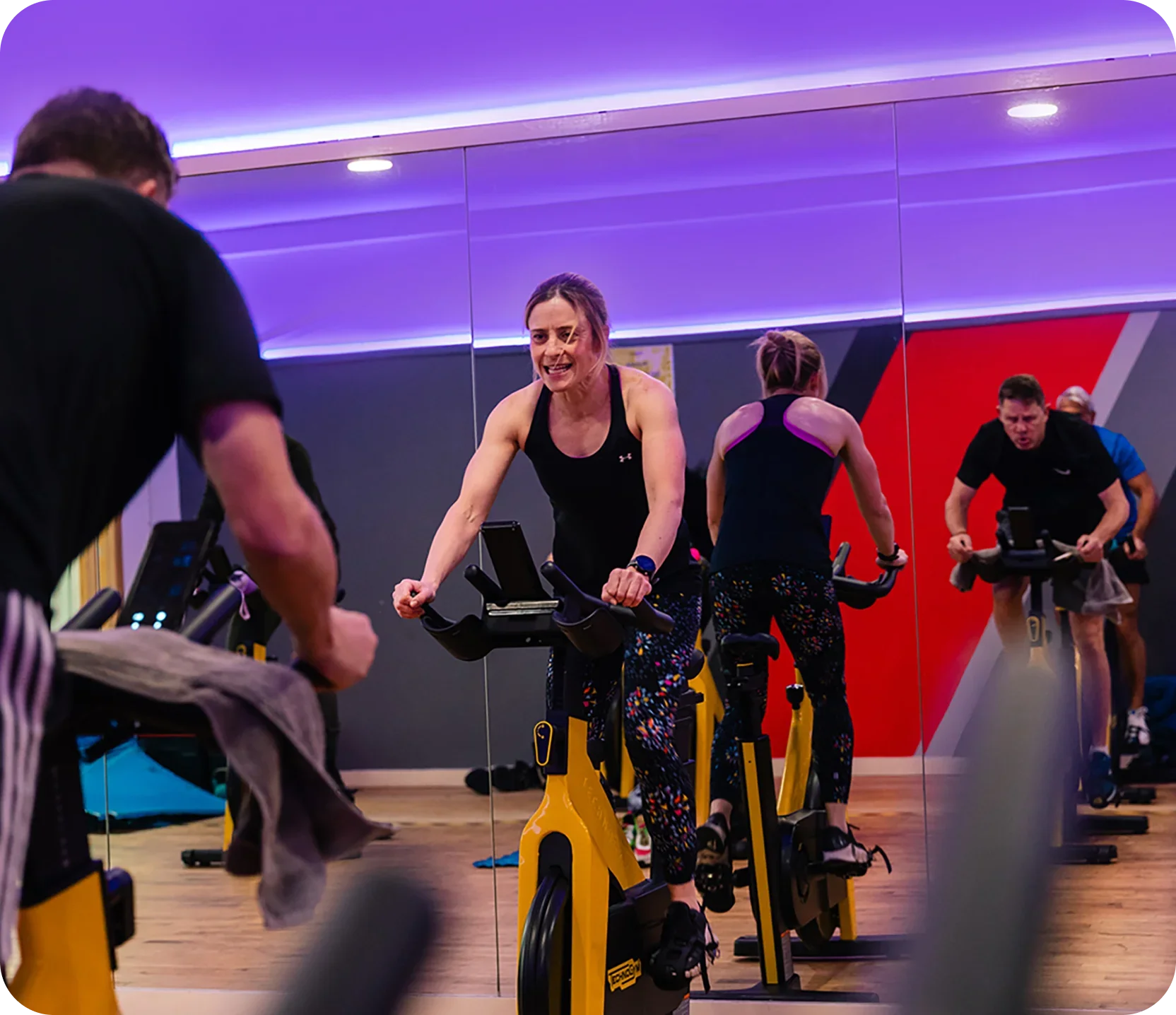 Group of people in a spin class