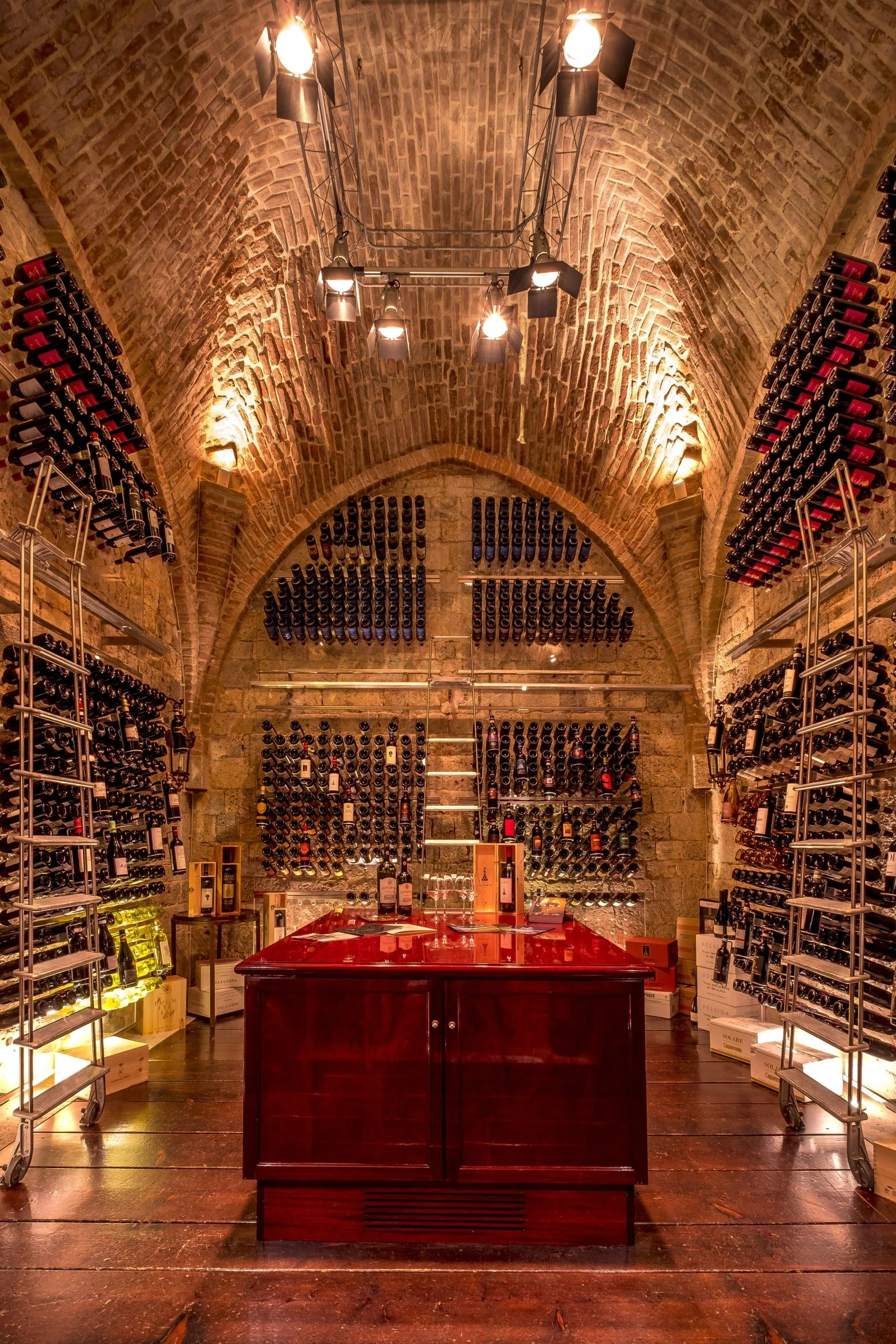 Vaulted wine cellar at Grand Hotel Continental Siena