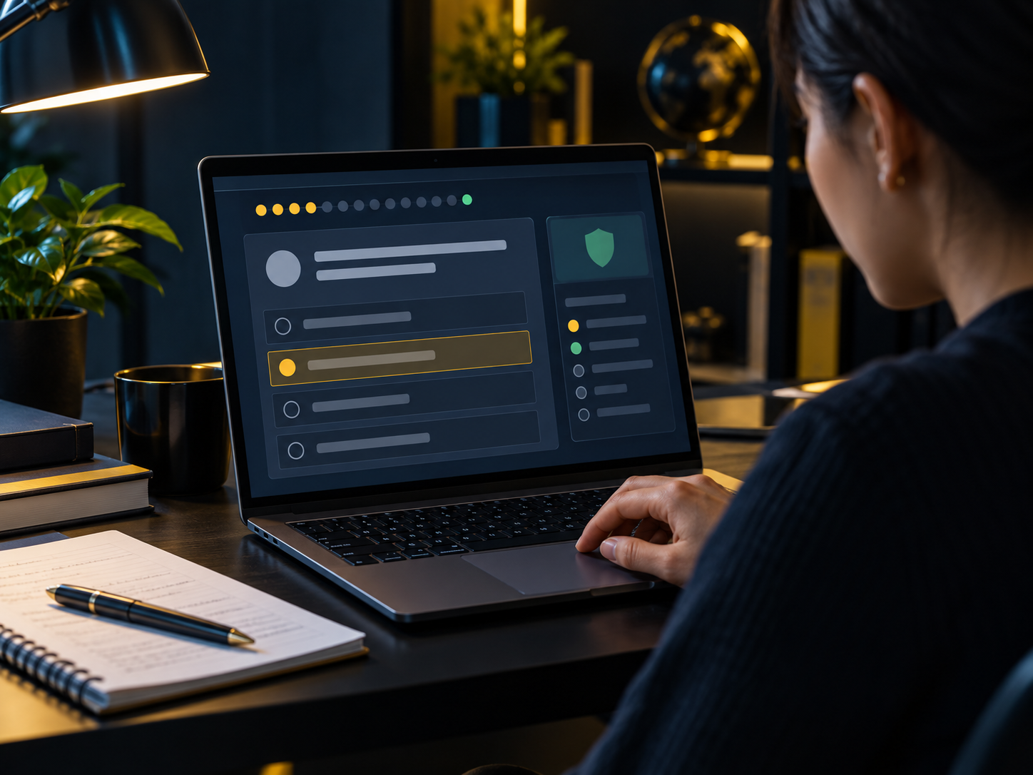 Cybersecurity learner working through a practice test