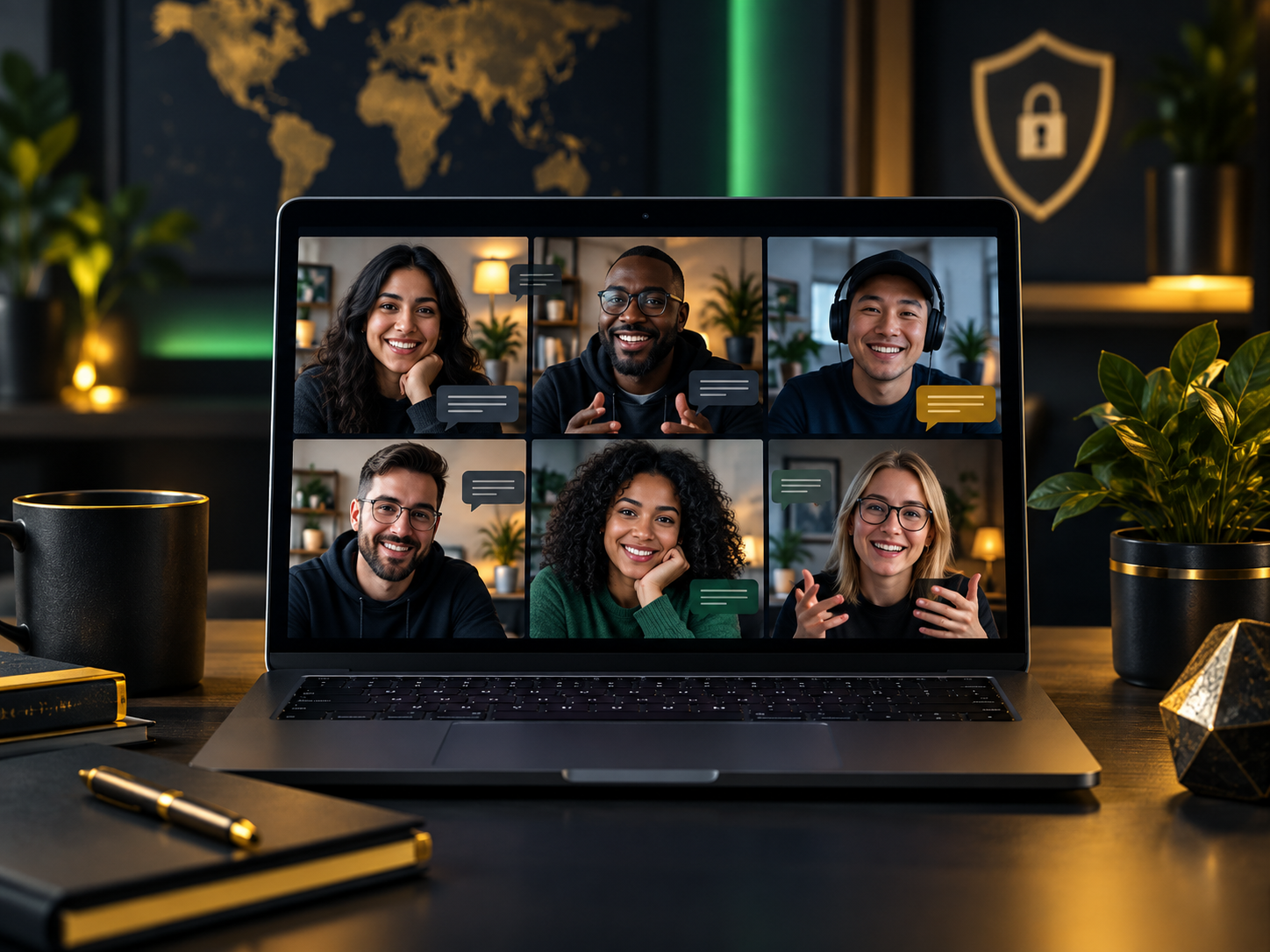Illustration of a diverse group of cybersecurity learners connecting online