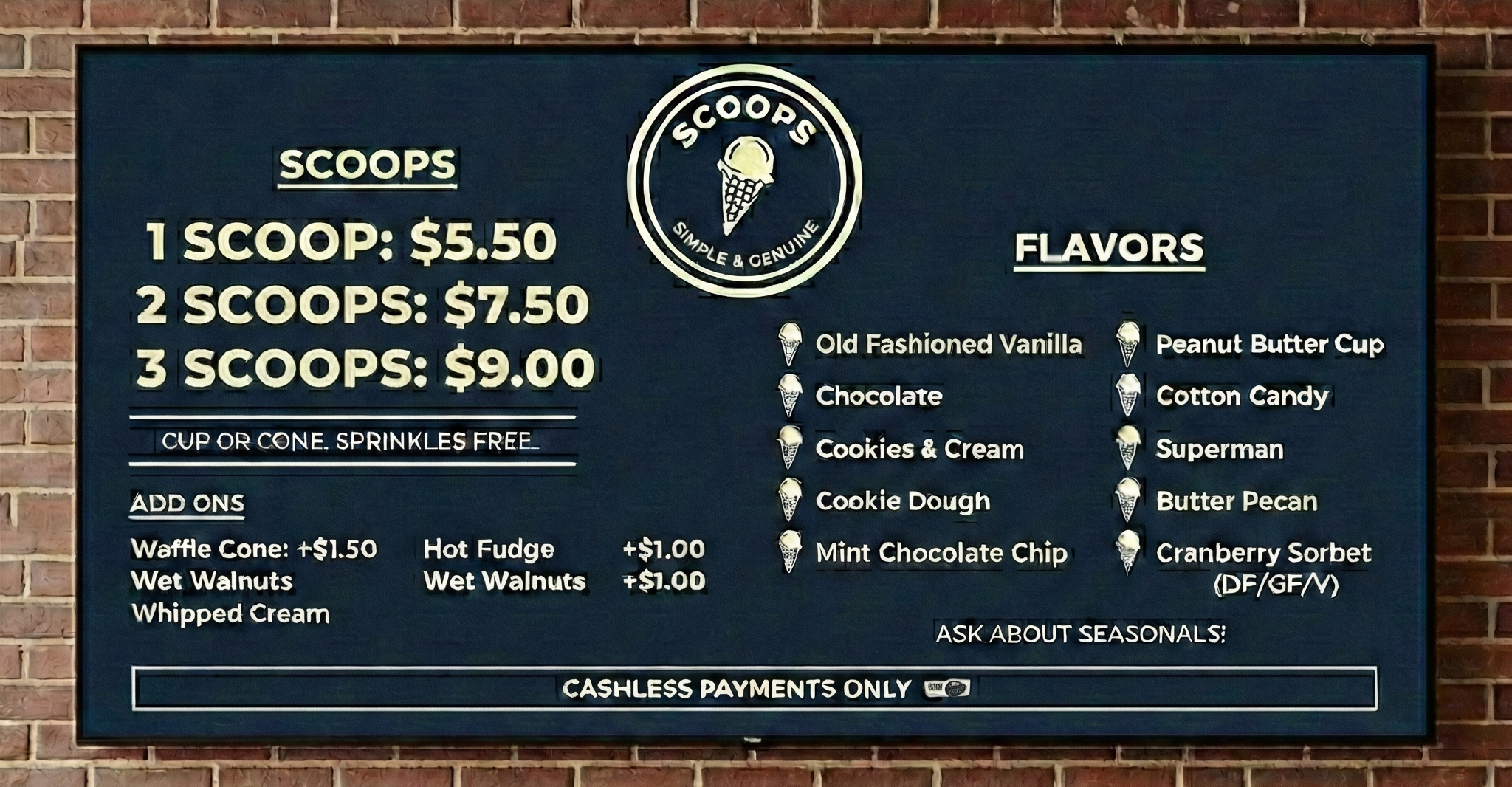 Scoops Digital Menu Board