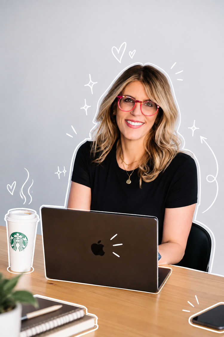 Melissa Goodwin building a content system at her laptop