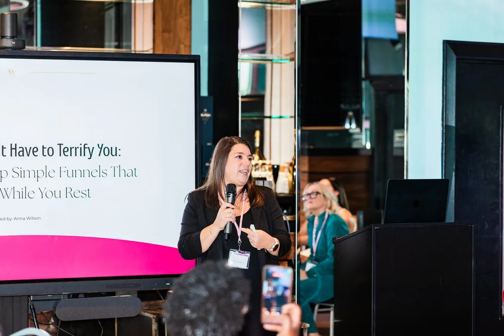 Anna Wilson speaking at an event