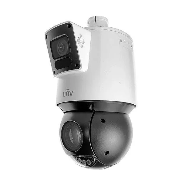 UNV 4MP dual-lens weatherproof PTZ camera with 25× zoom (fixed top + PTZ bottom)