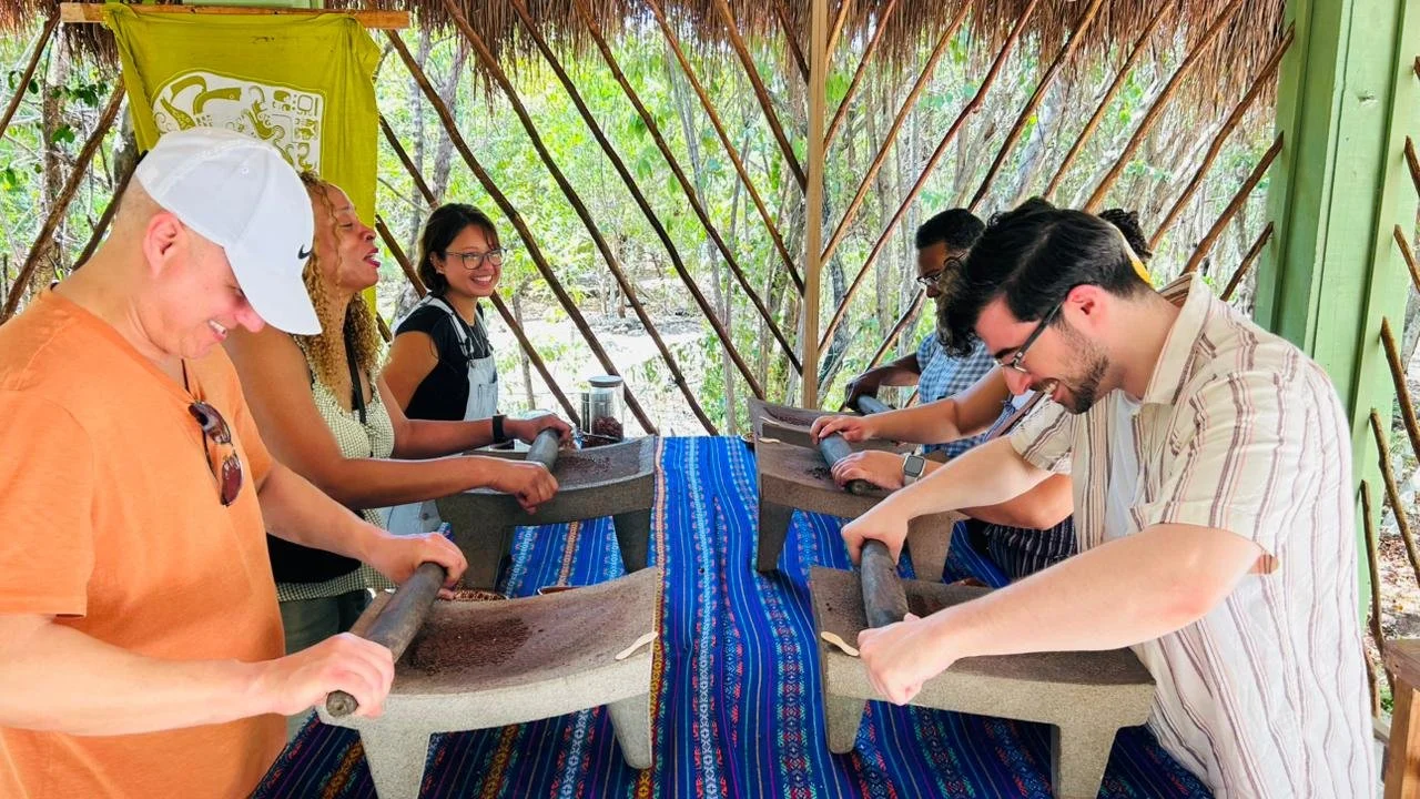 Hand-ground cacao at Tierra Maya
