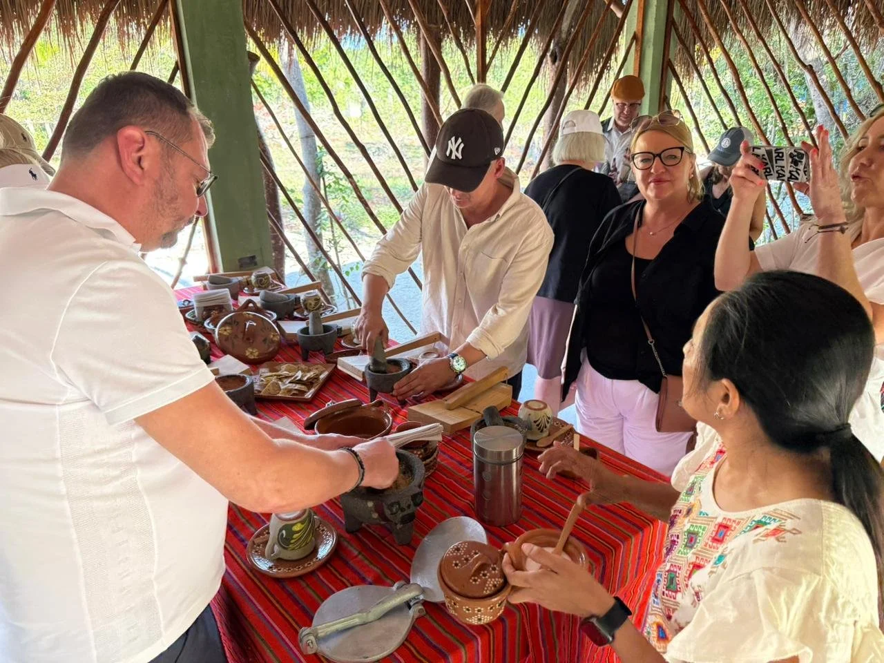 Salsa and tortilla preparation at Tierra Maya