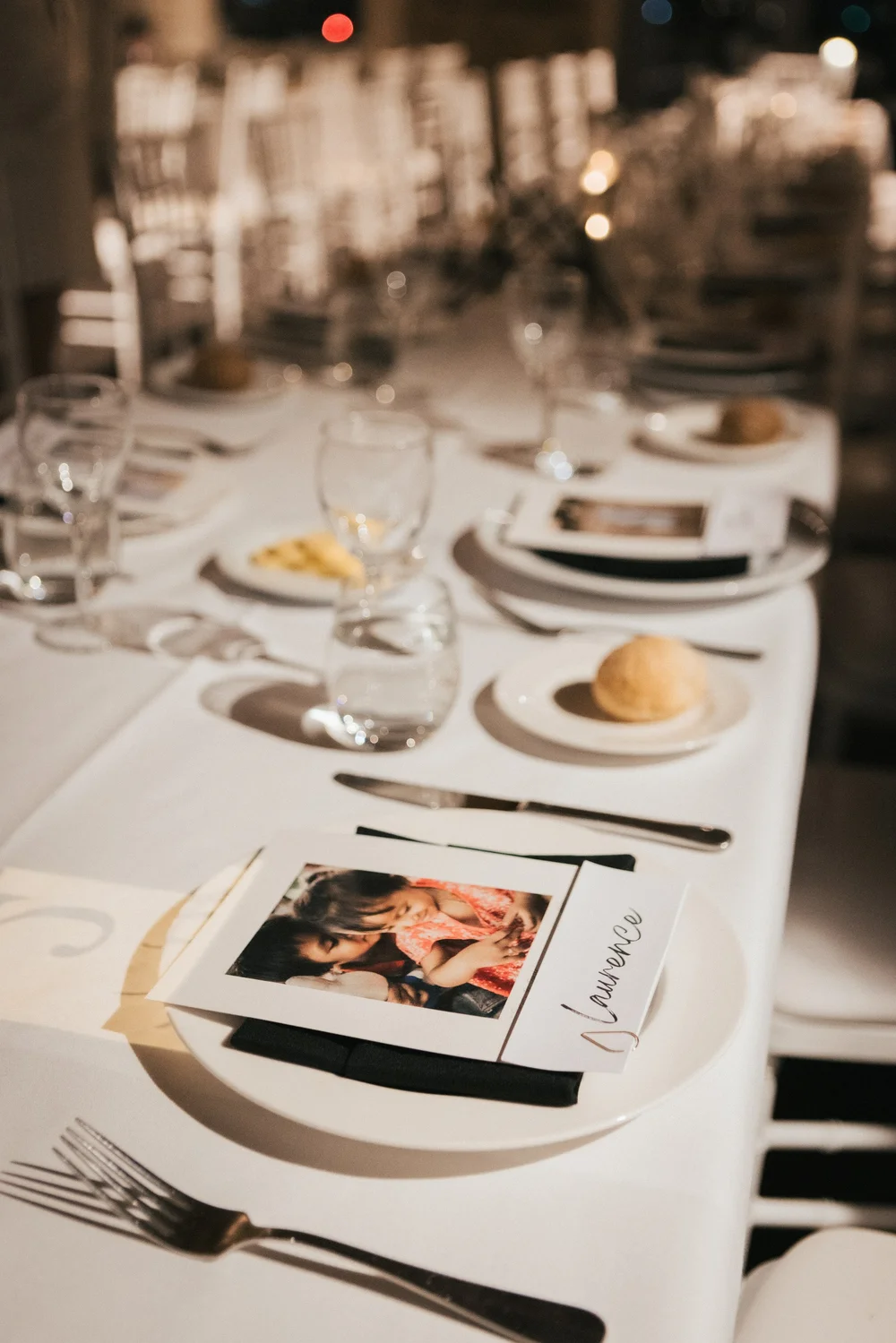 A place setting with a personalised card at the VIP dinner