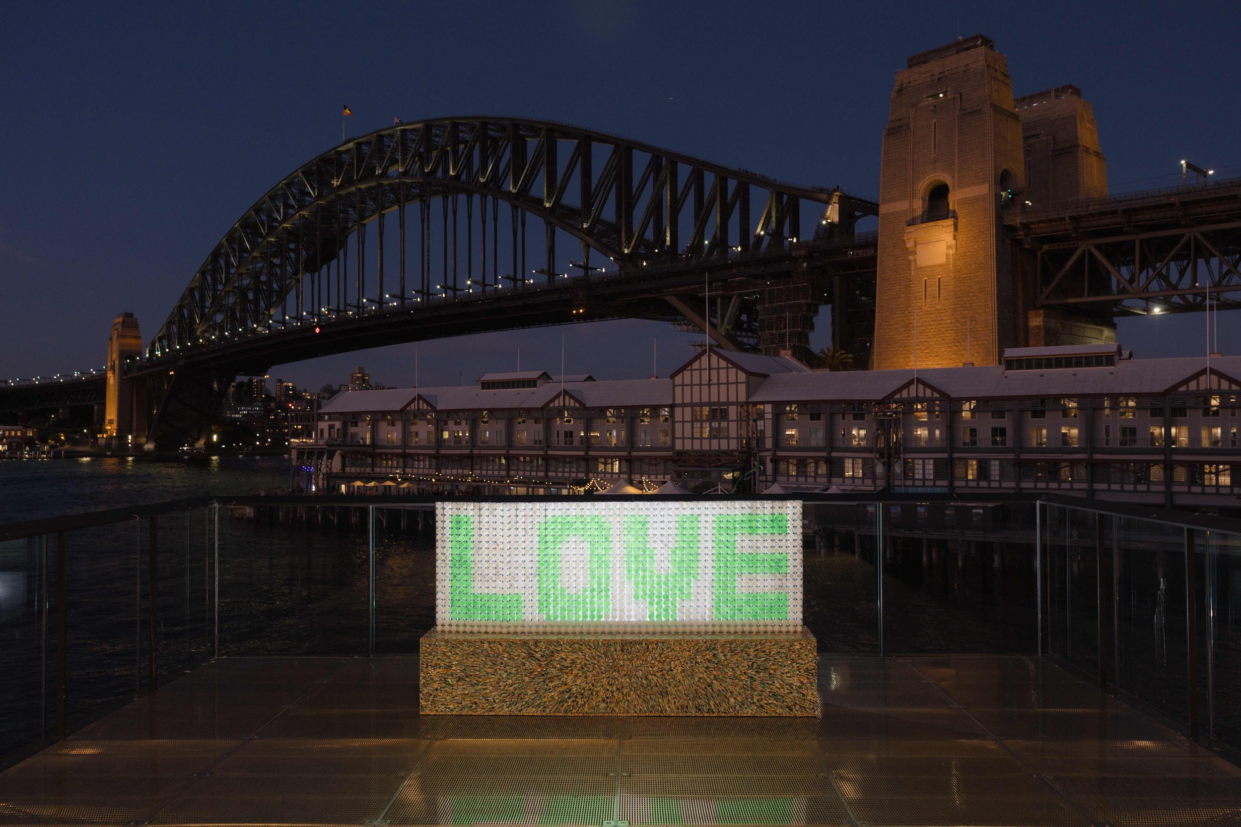For The Love Of — LOVE installation at Walsh Bay, Sydney Harbour Bridge