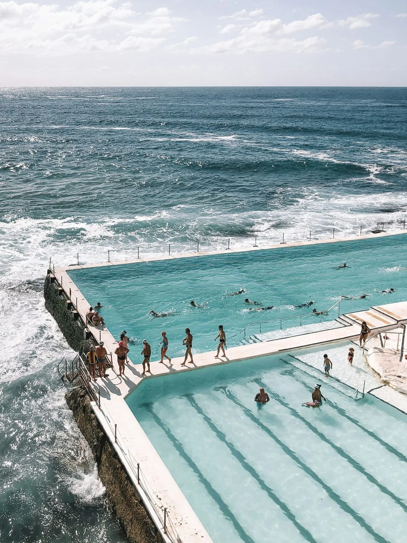 Bondi Icebergs ocean pool with waves breaking over the edge