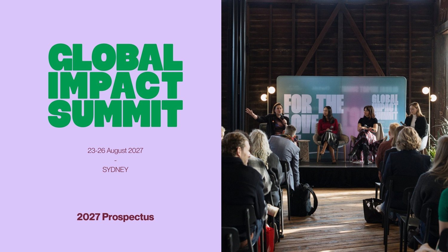 Cover of the Global Impact Summit 2027 prospectus, 23–26 August 2027, Sydney