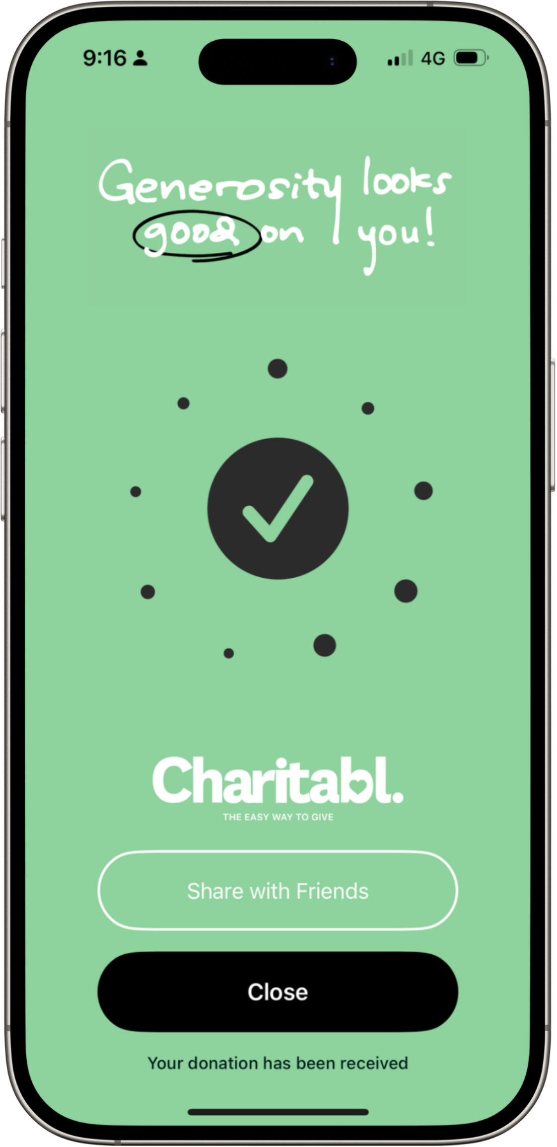 Charitabl. app — looks good on you screen