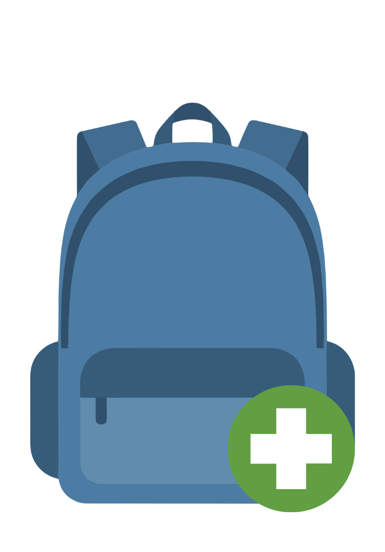Backpack icon representing items to bring