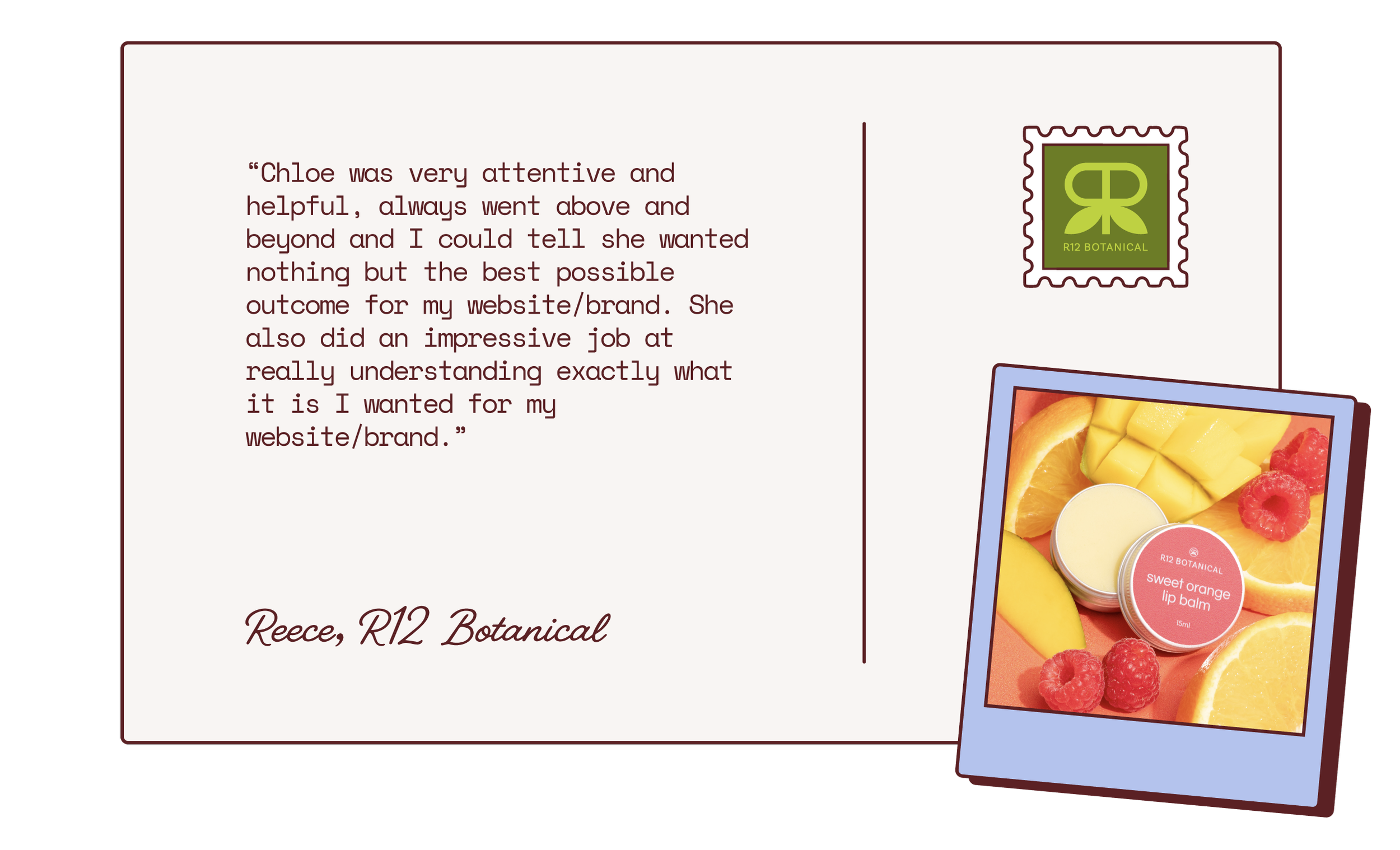 Client testimonial postcard