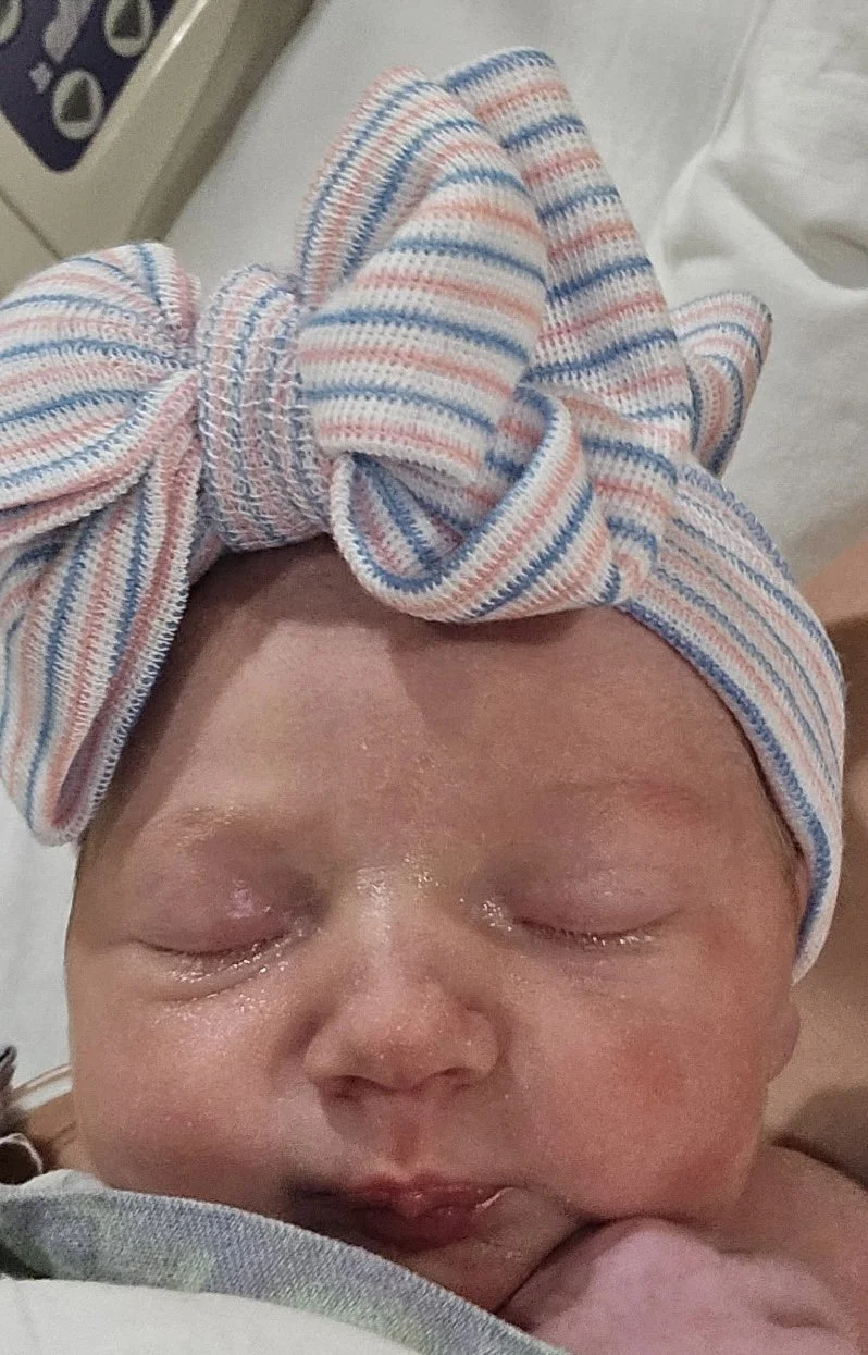 Photo of the baby after birth, provided for this Newborn Preview example