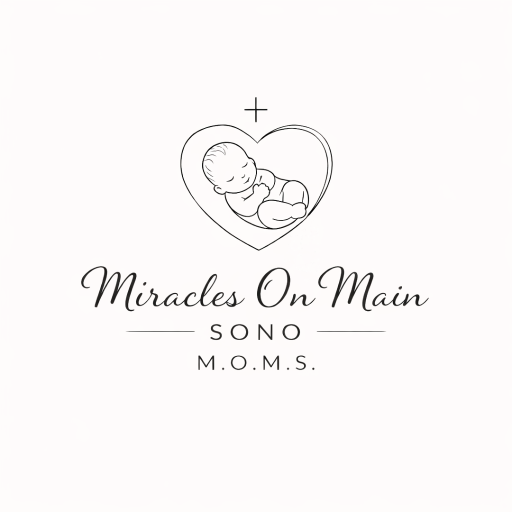 Miracles On Main Sono logo: baby in a heart beneath a cross