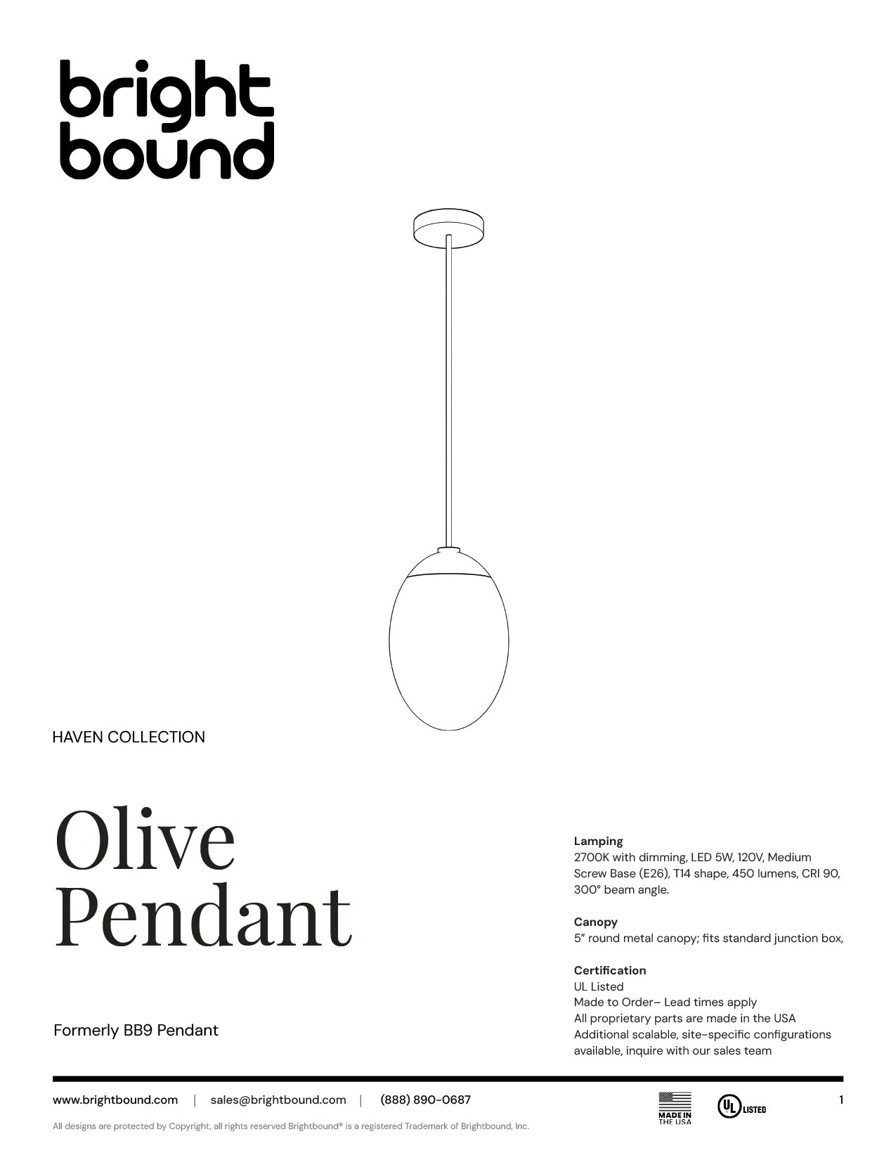 Olive Pendant Spec Sheet thumbnail