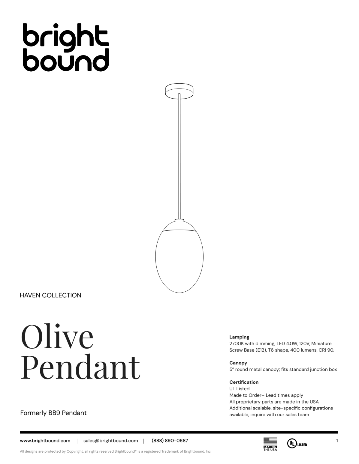 Olive Pendant Spec Sheet thumbnail