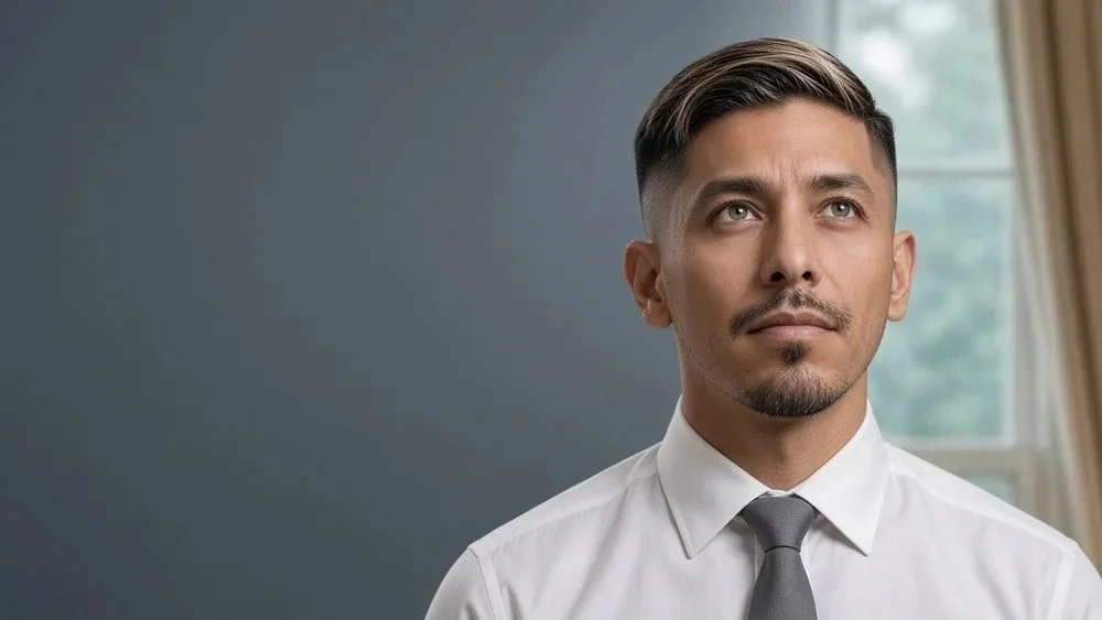 Rene Campos in a white shirt and tie, with half his face visible.