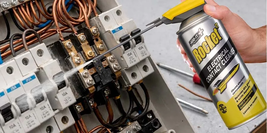 Rocket TT Electrical Contact Cleaner Spraying Onto Electrical components