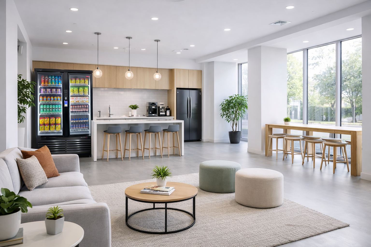 Modern environment representing an upgraded on-site vending or micro-market experience