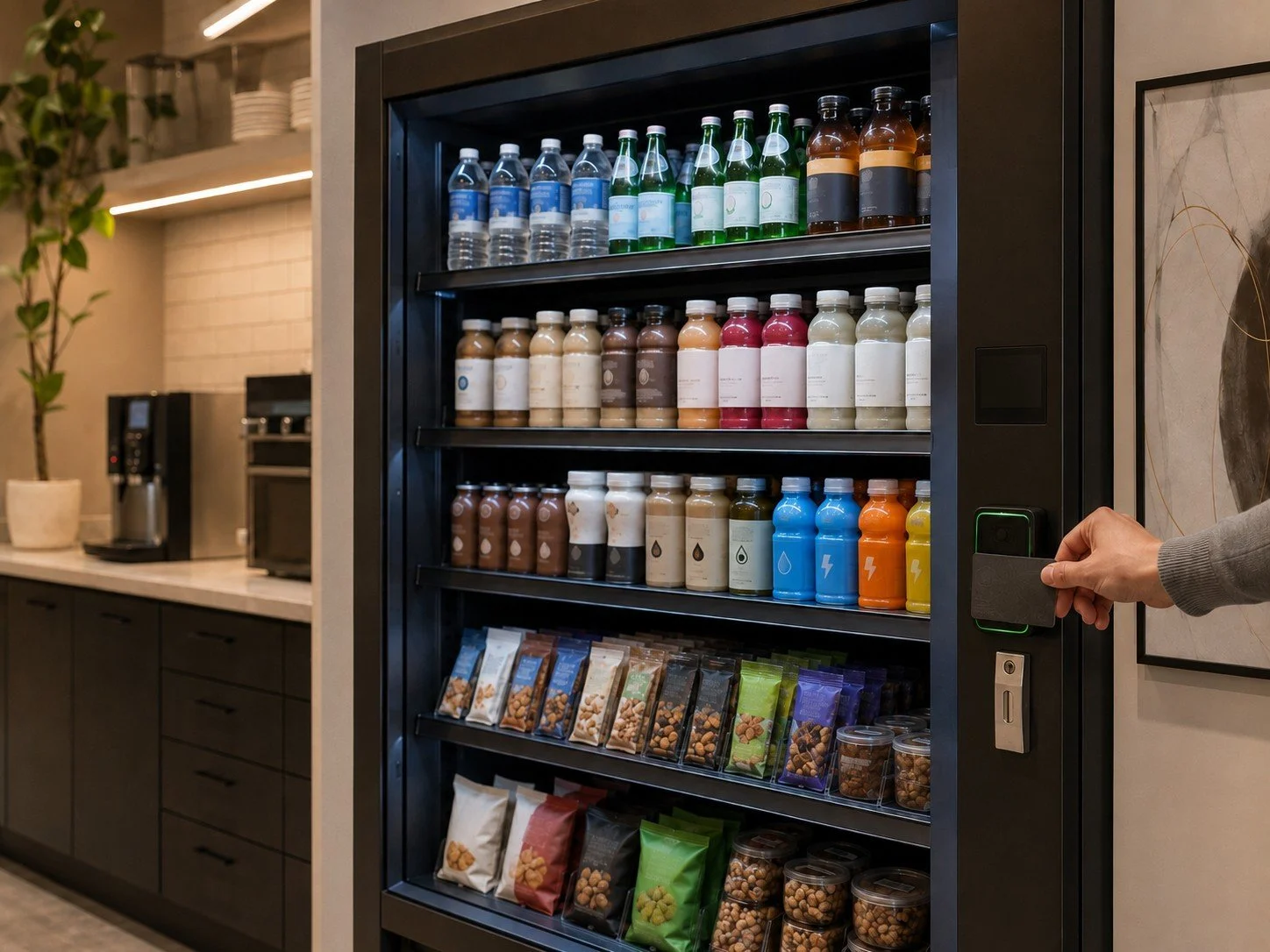 Vending machine products and payment area being reviewed for performance