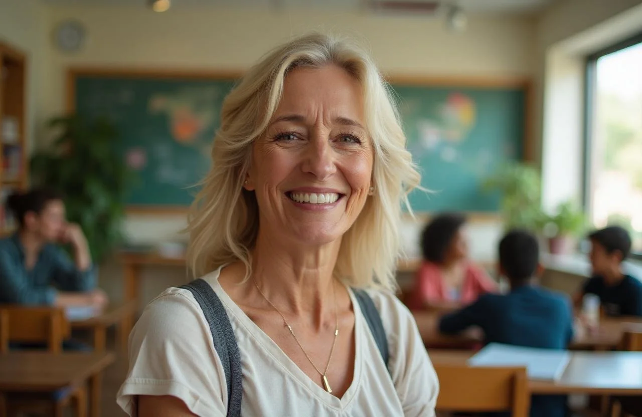 Teacher smiling