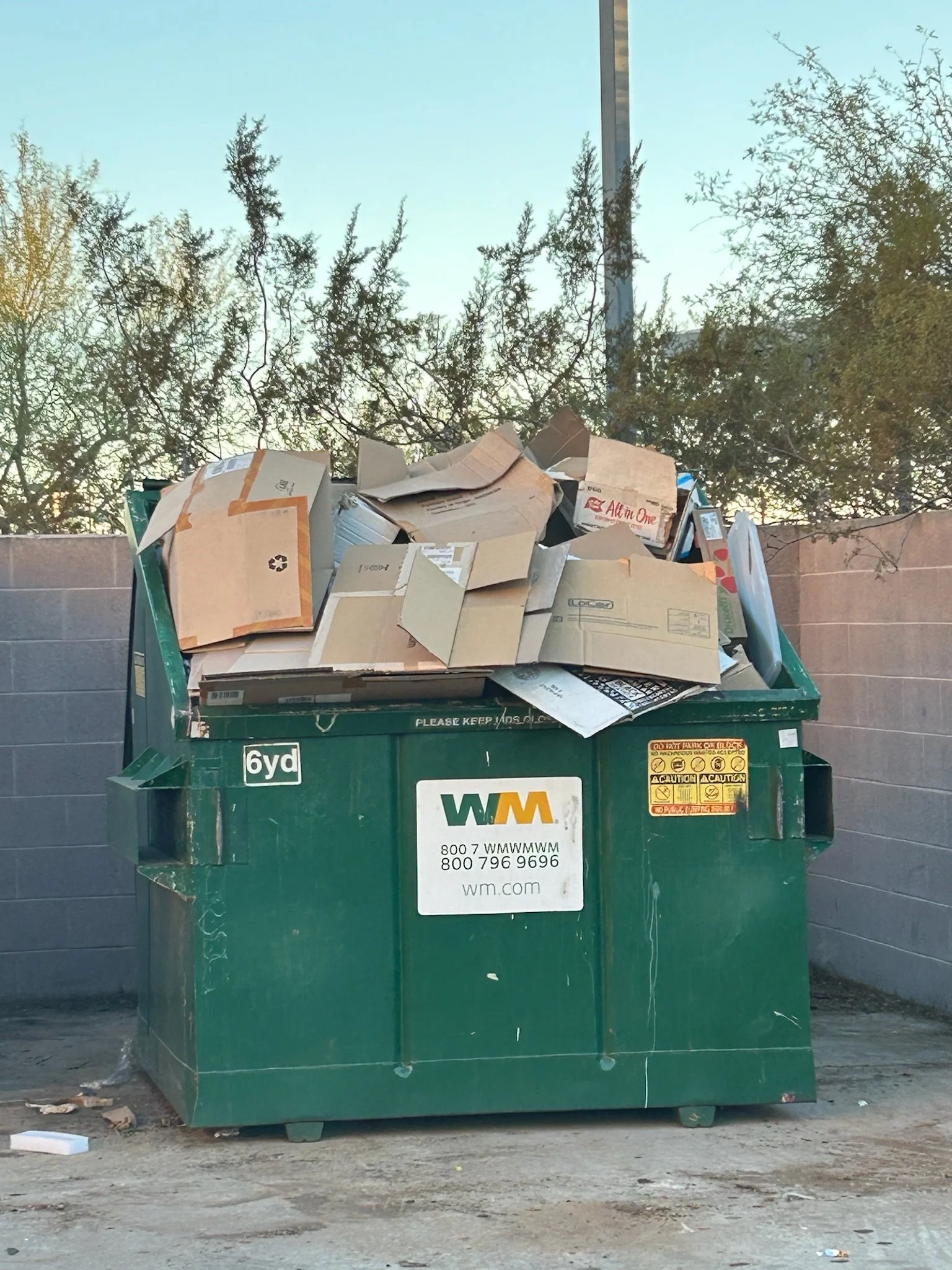 Overflow recycling bins and loose cardboard