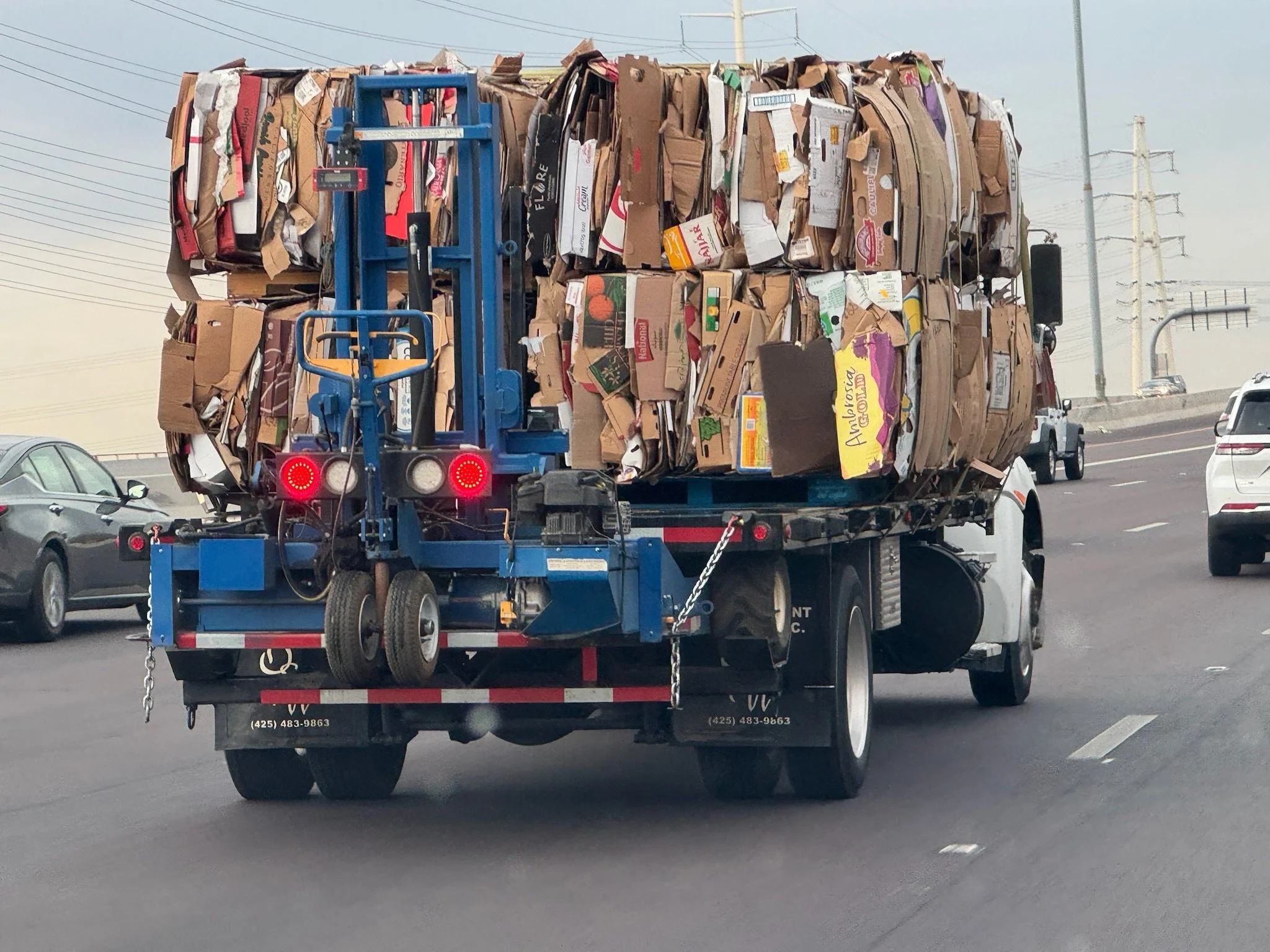 Stacked cardboard bales at loading dock