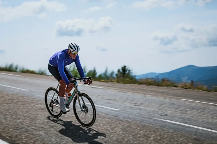 Cyclist on an alpine road on the Tour de France route, Project 21|12