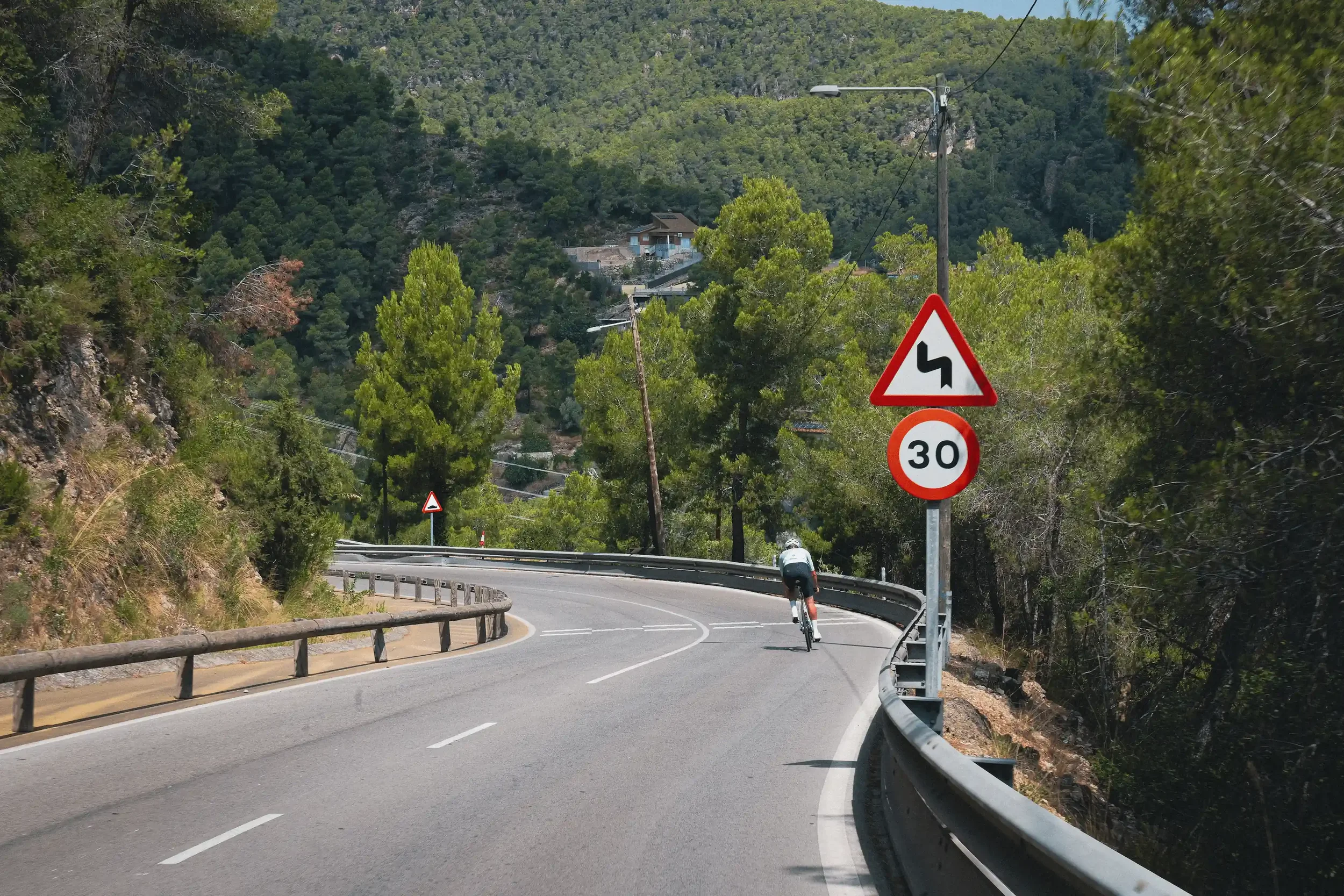 James Golding descending on stage one of the 2026 Tour de France route in Catalonia
