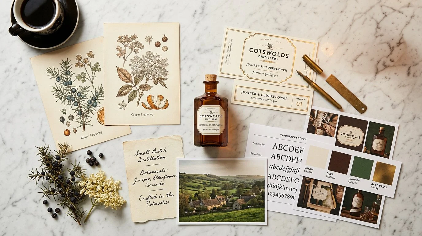 Hailes Gin mood board of visual references