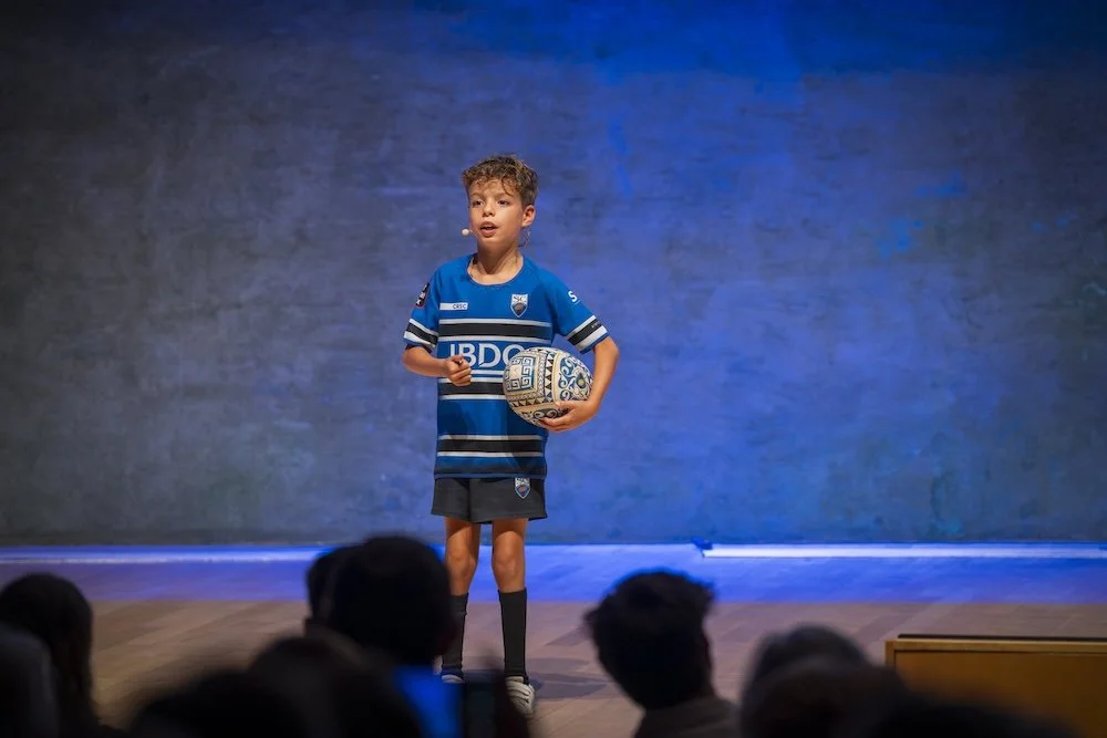 Young Rodrigo speaking during the Gathering