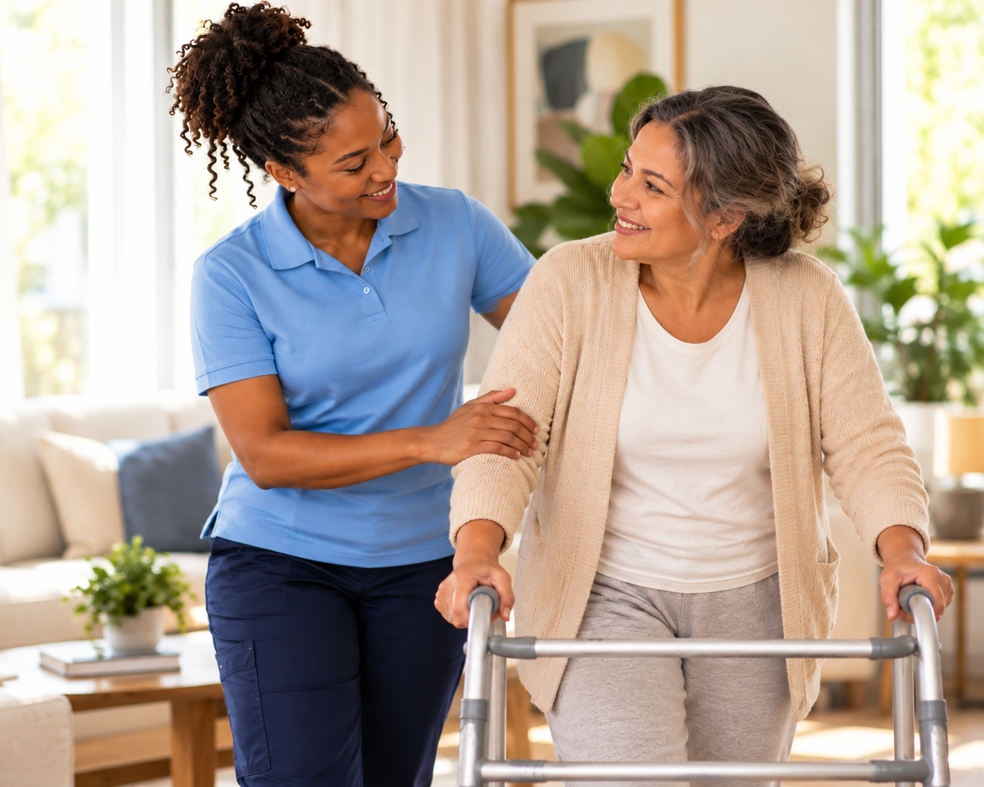 Care Partner assisting a client recovering from surgery