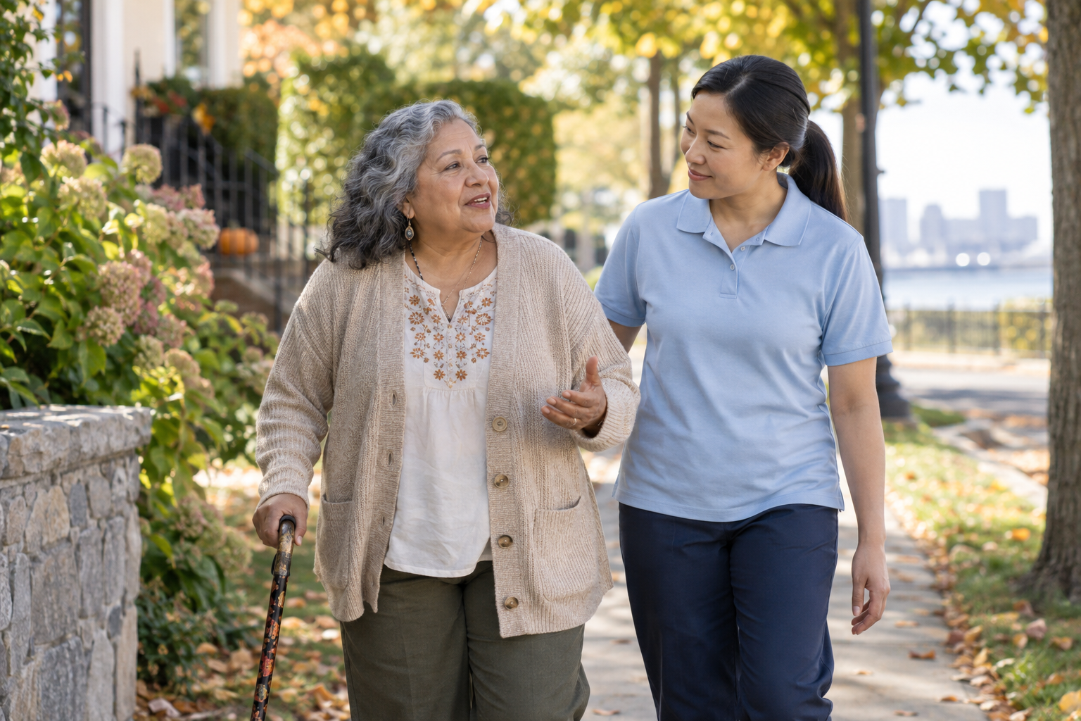 Caregiver and client at home