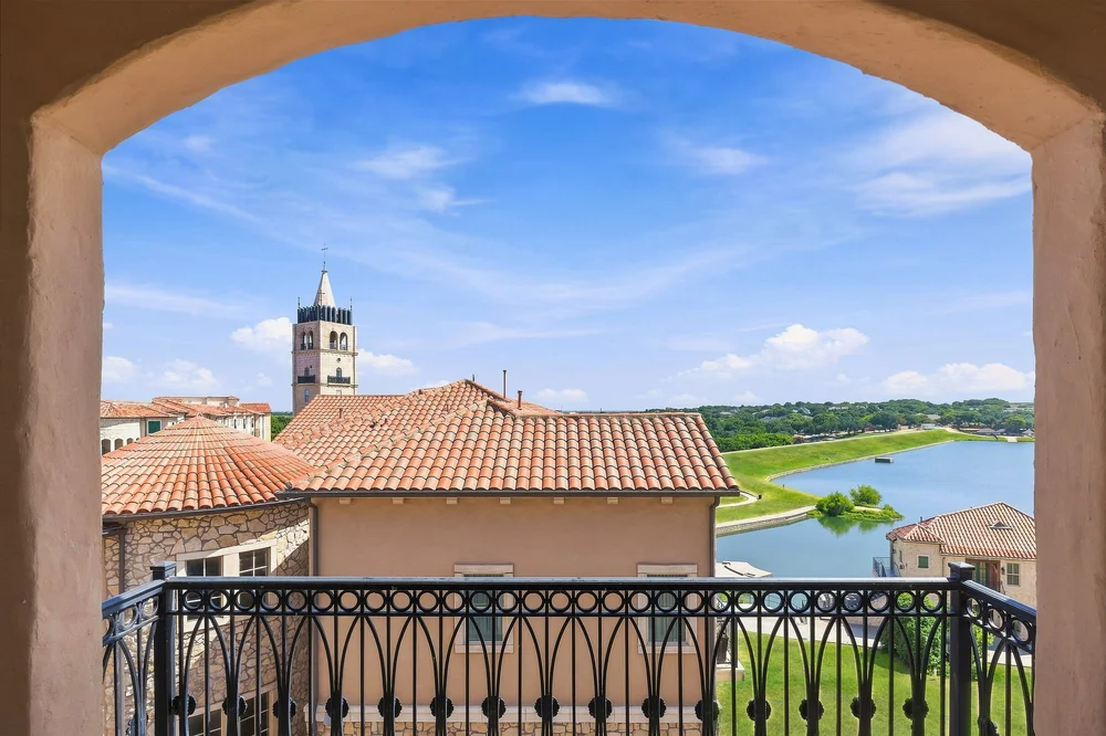 View of the lake and village rooftops from an Adriatica balcony