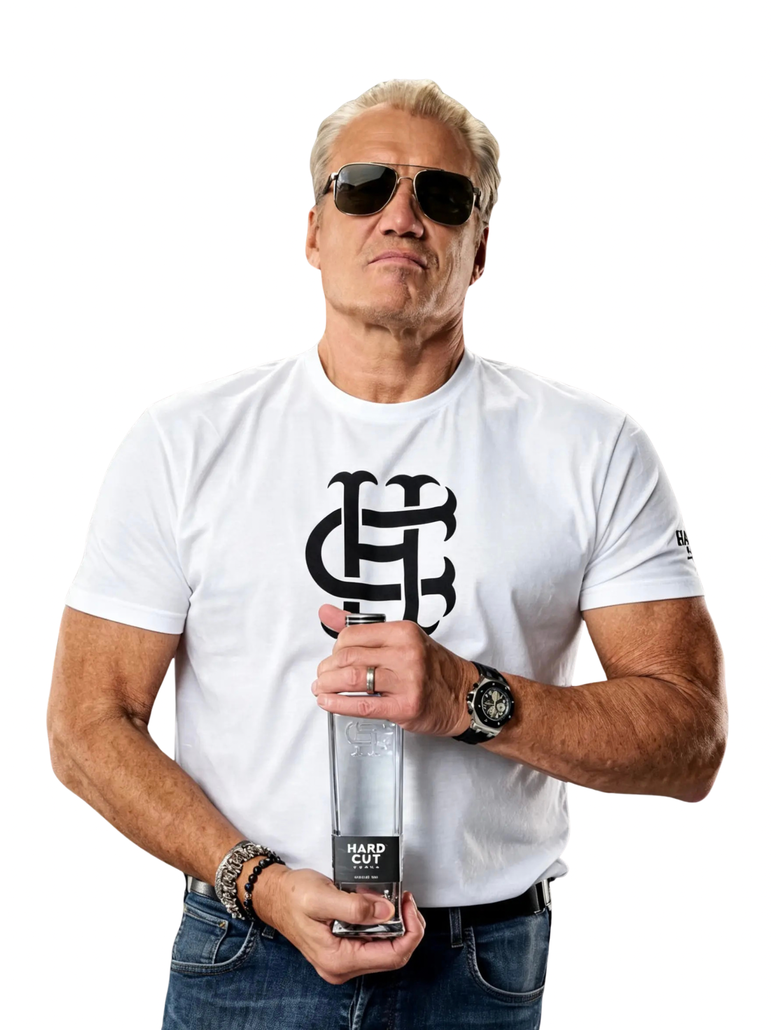 Back of white Hard Cut Vodka T-shirt