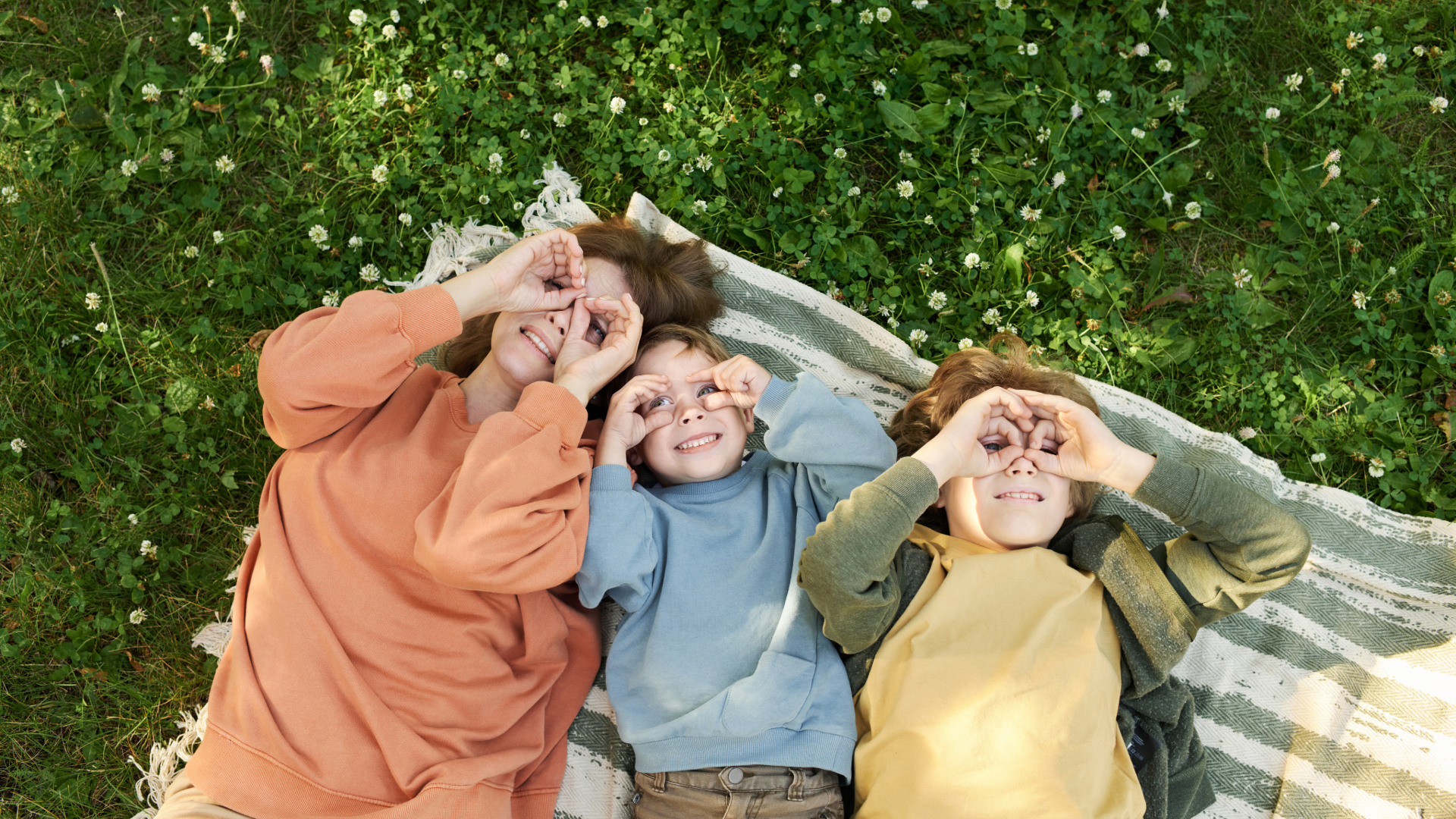Mom and kids enjoying time together outside