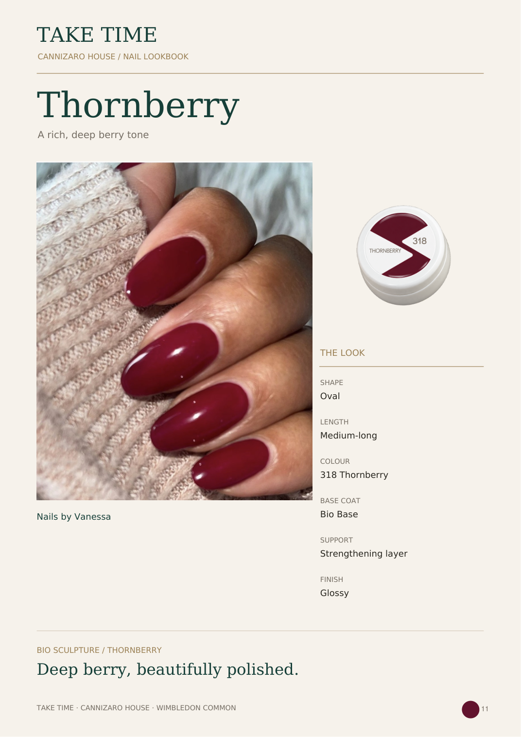 Thornberry: Take Time nail lookbook page with treatment details