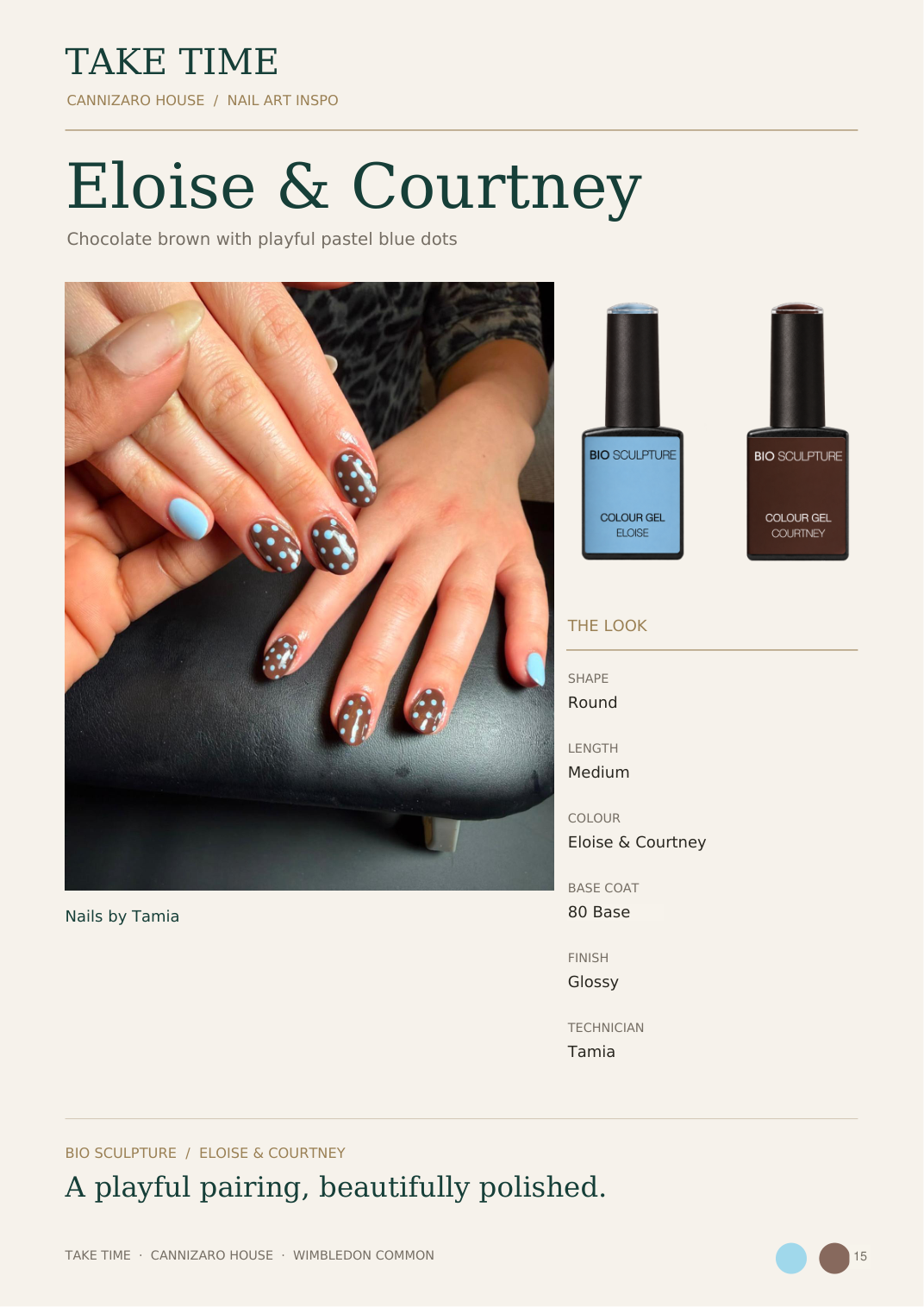 Eloise and Courtney: Take Time nail lookbook page with treatment details