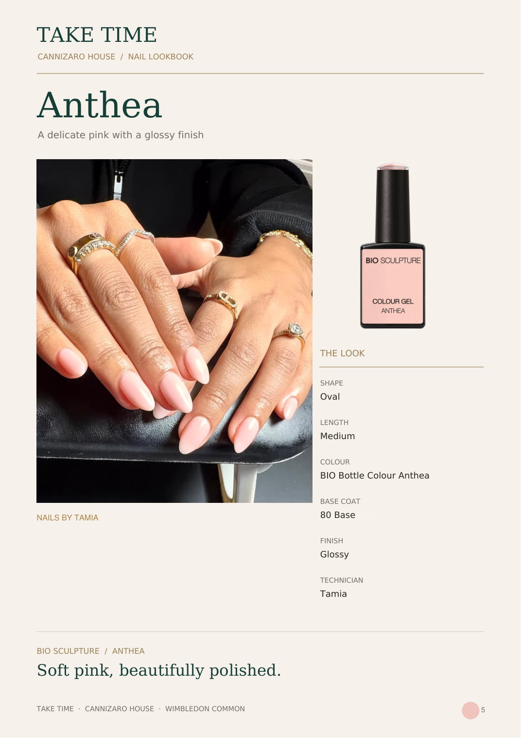 Anthea: Take Time nail lookbook page with treatment details