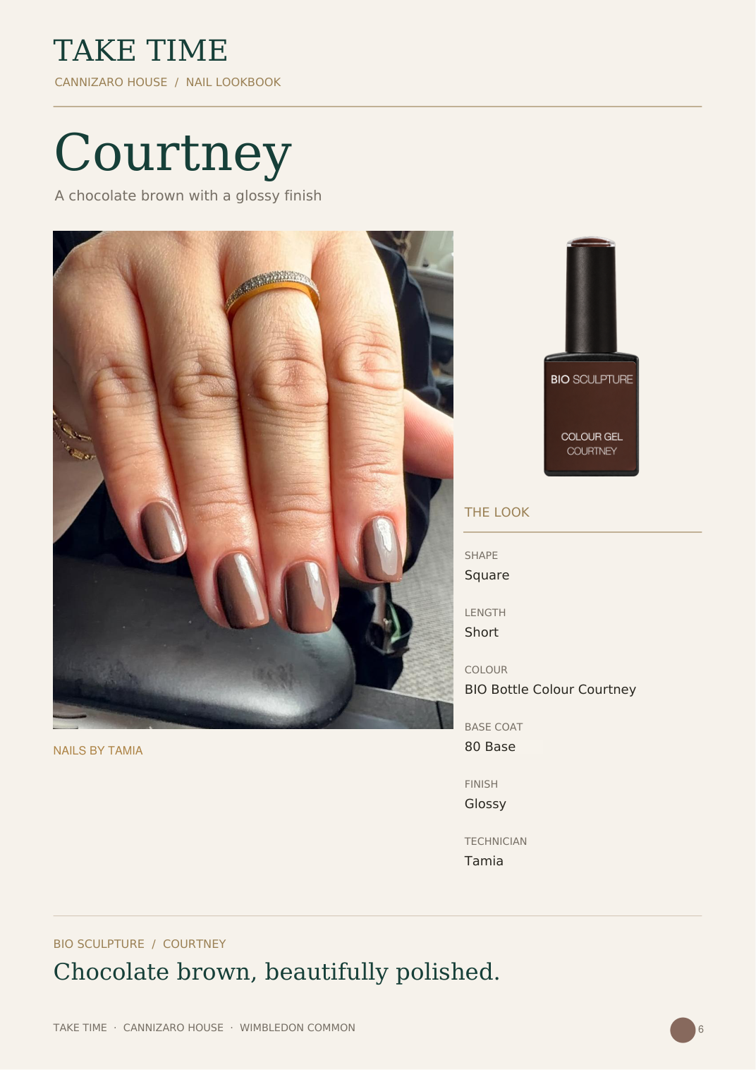 Courtney: Take Time nail lookbook page with treatment details