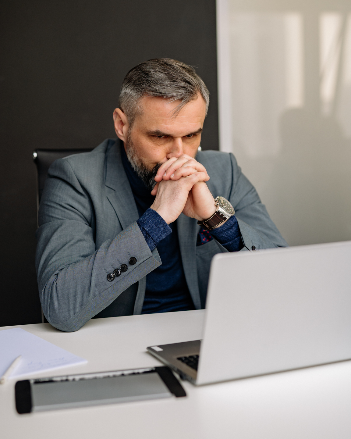 Business owner thinking about the future of their company