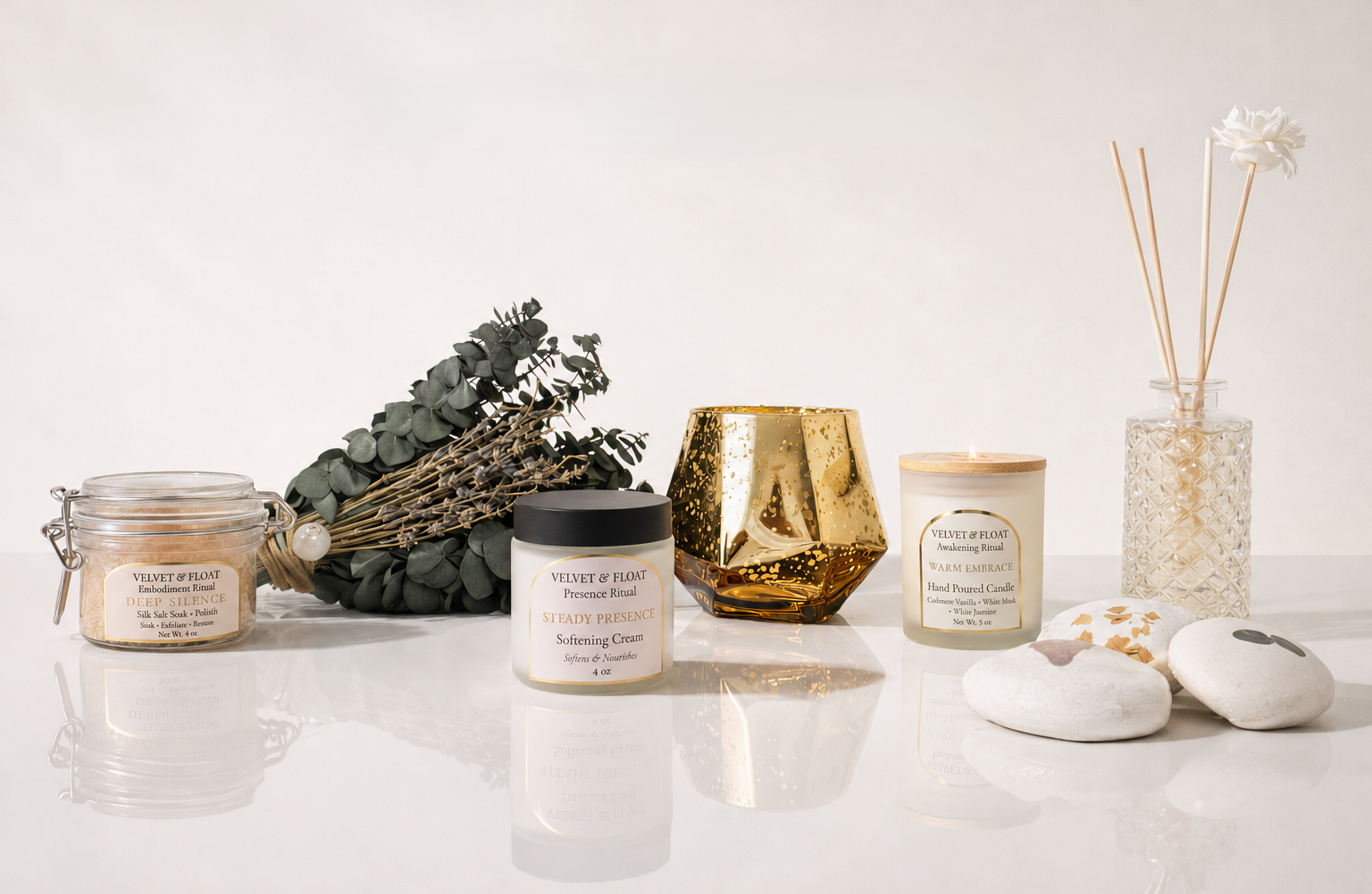 Velvet & Float sensory ritual elements
