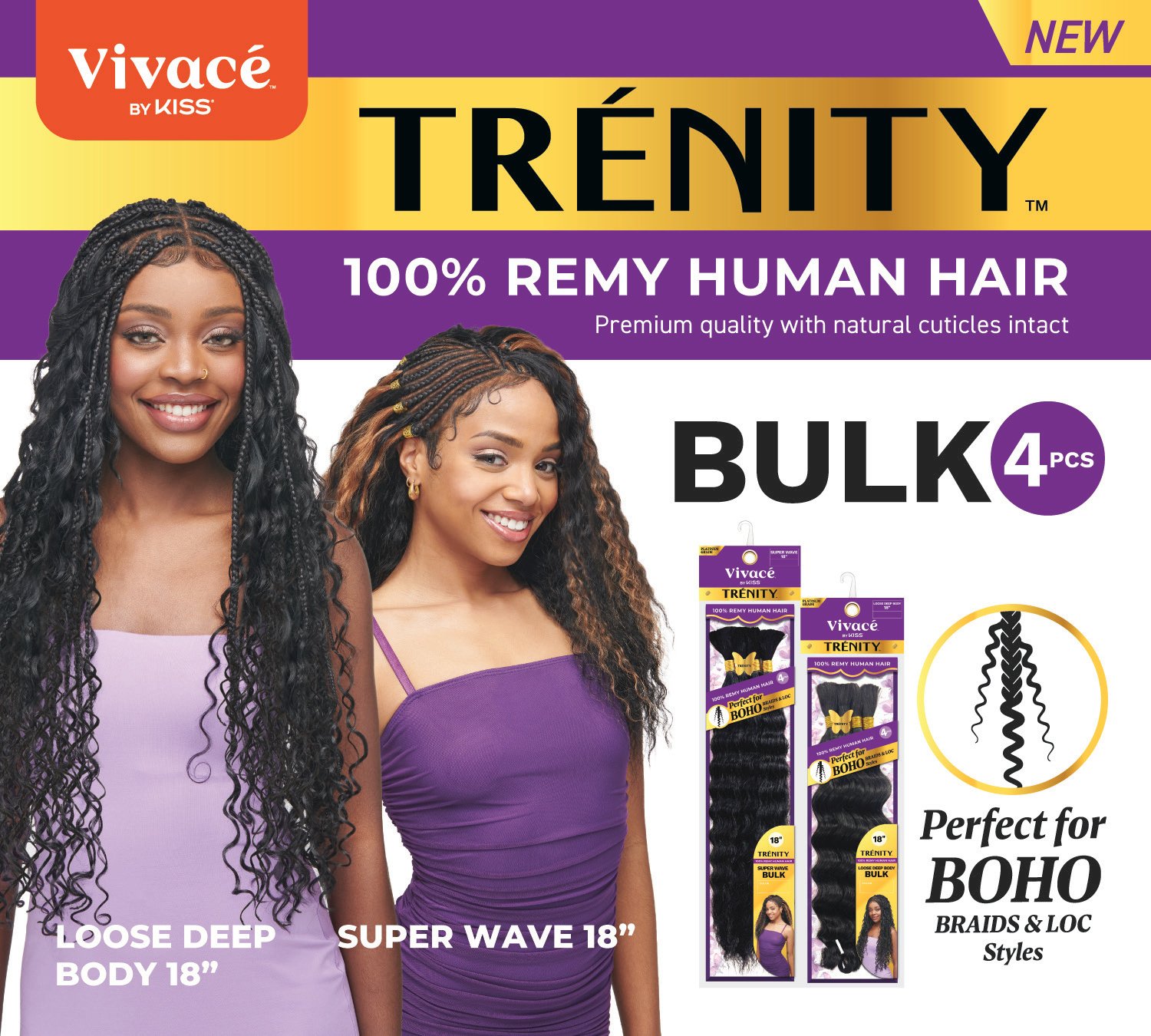Vivace By Kiss TRENITY BULK 18” LOOSE DEEP BODY & SUPER WAVE