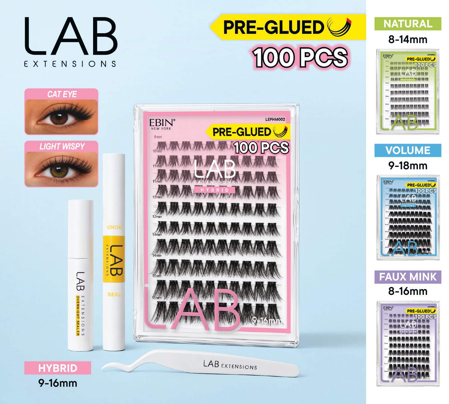 EBIN NEW YORK LAB EXTENSIONS DIY PRE-GLUED LASH MULTI PACK