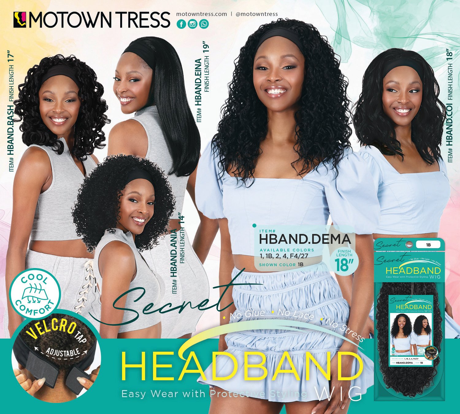 Motown Tress HIGH-TEMPERATURE FIBER HEADBAND WIG