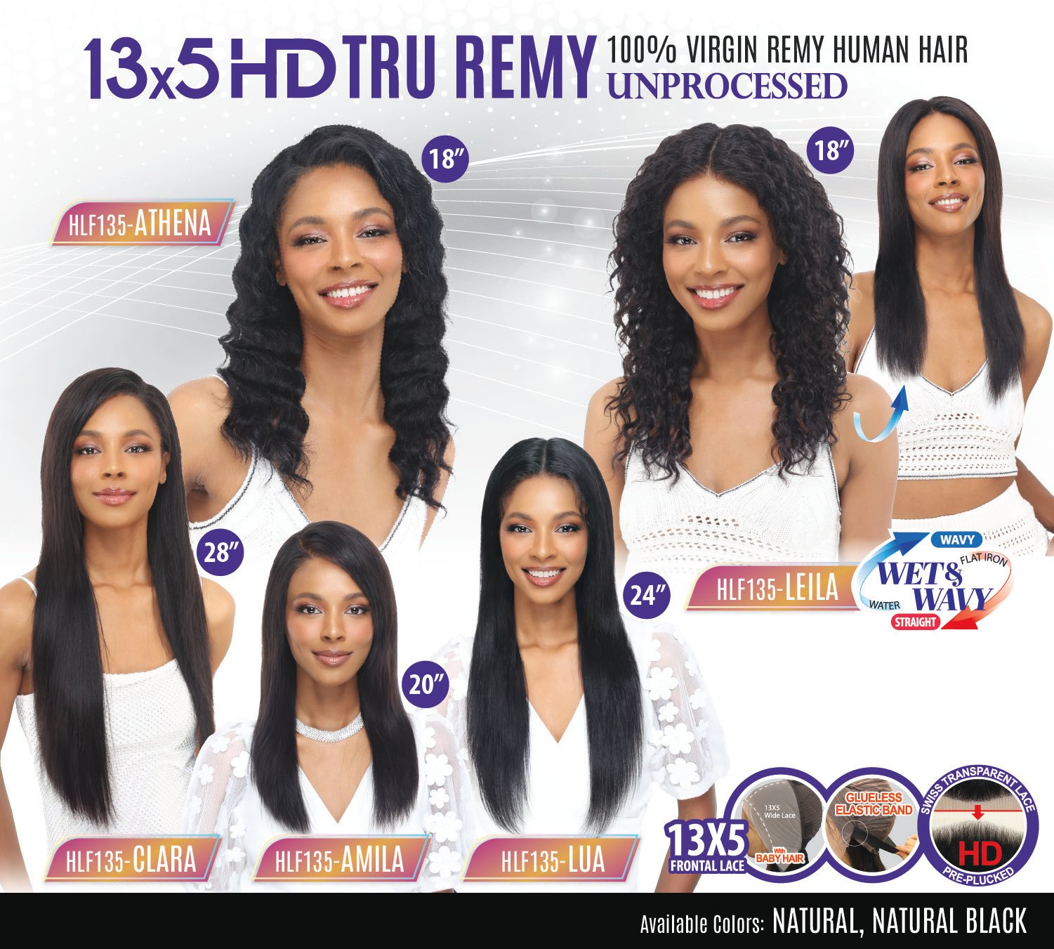 HAIR REPUBLIC(TRU WIG) HLF135-ATHENA, HLF135-LEILA, HLF135-CLARA, HLF135-AMILA, HLF135-LUA